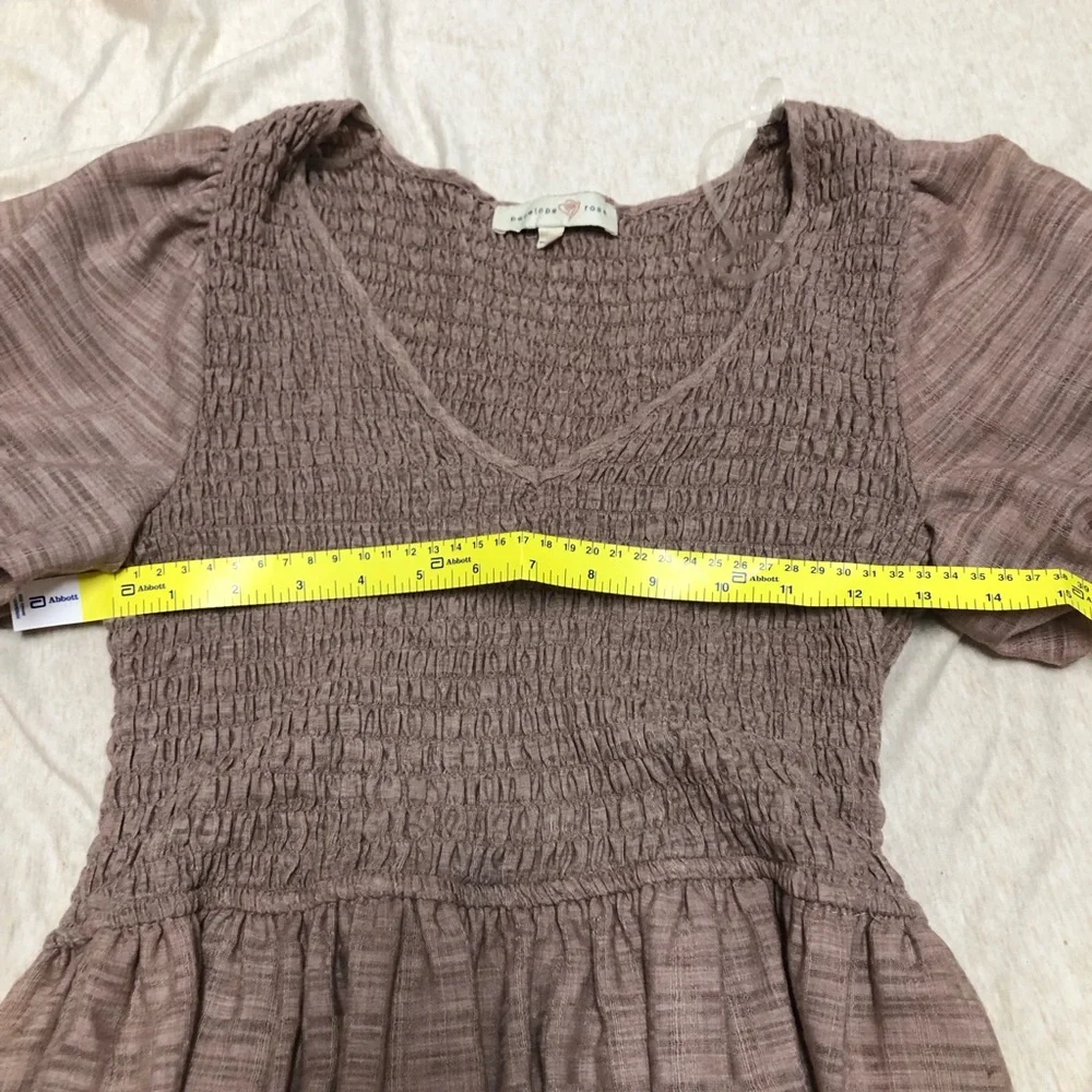 Milkmaid Peasant Style Smocked Dress w/ Tiered Skirt Flowy Cottagecore Feminine - Picture 4 of 10